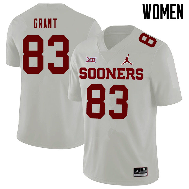 Jordan Brand Women #83 Cason Grant Oklahoma Sooners College Football Jerseys Sale-White